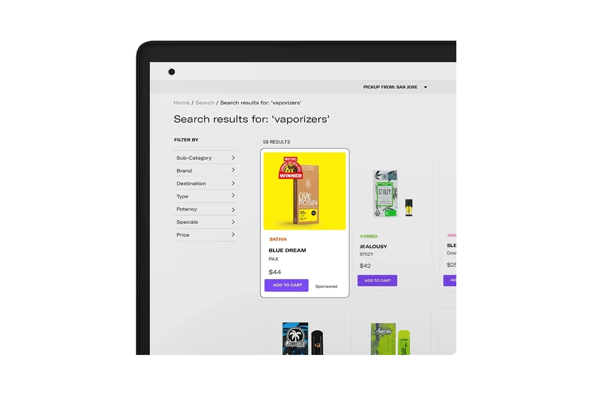 Weed Retail Media Ads Screenshot Mock-Up